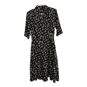 Nilani Vintage Black Dress with White Circles, Size 3/4, Pre-owned